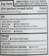 Kirkland Signature Diphenhydramine Hci 25 Mg Allergy Medicine & Antihistaminecompare to Active Ingredient of Benadryl Allergy Generic 1200count, 1count